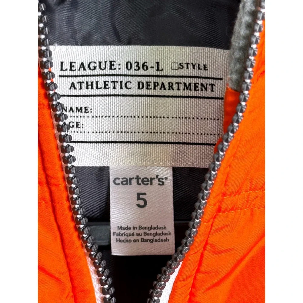 Carters Boys Orange Puffer Vest Quilted Full Zip Fleece Lined Size 5‎ 036-L